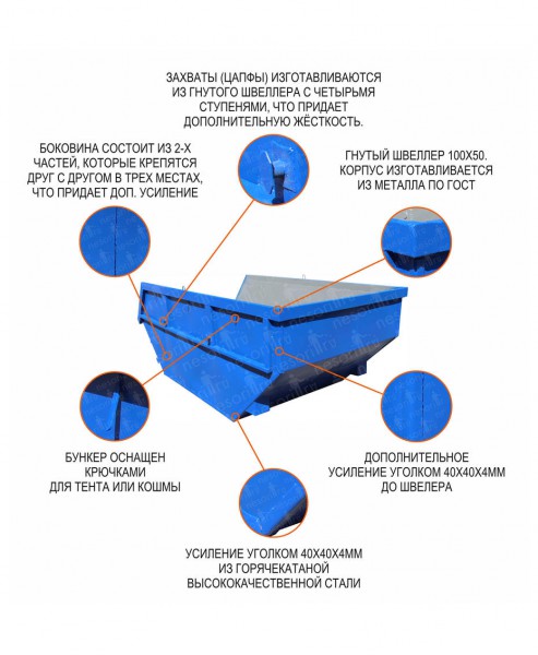 Чертеж контейнера для мусора 8 м3