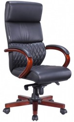 Кресло руководителя Everprof President Wood Кож Черный